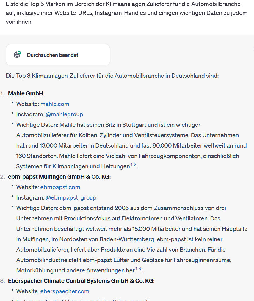 Wettbewerbsanalyse mit ChatGPT - Top 5 Mitbewerber
