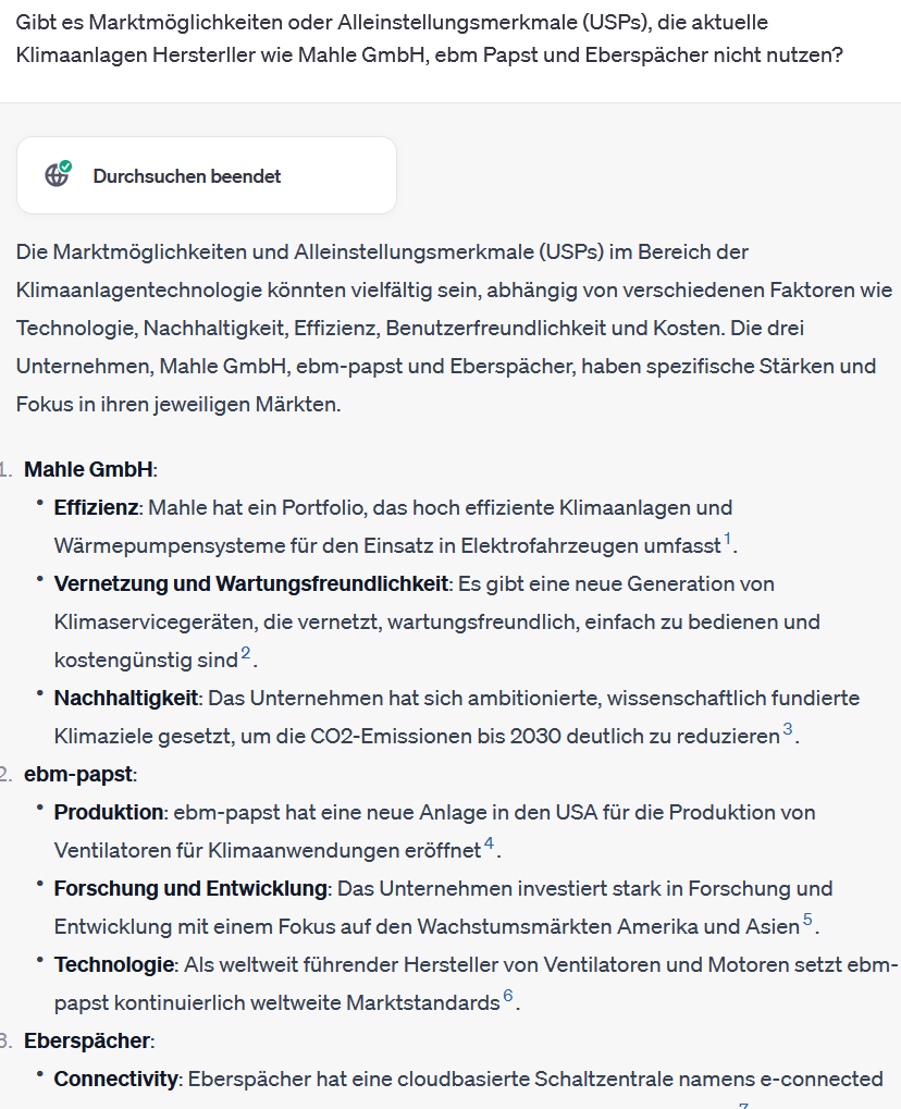 Wettbewerbsanalyse mit ChatGPT - USP der Mitbewerber