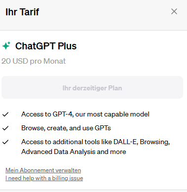 Für deine GPTs benötigst du die Bezahlversion von ChatGPT